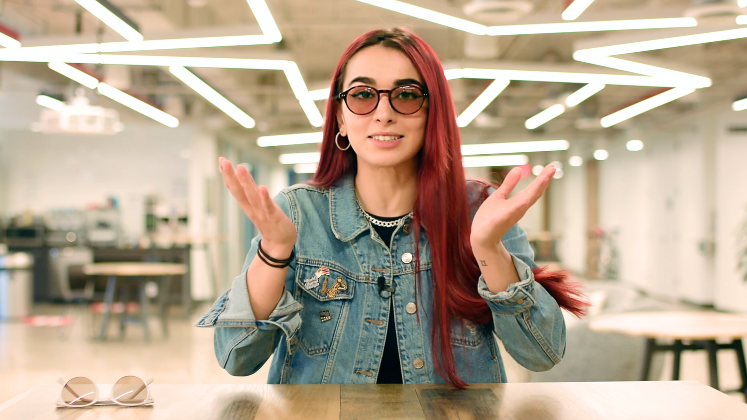 Chloe Churukian wearing her Avulux glasses.
