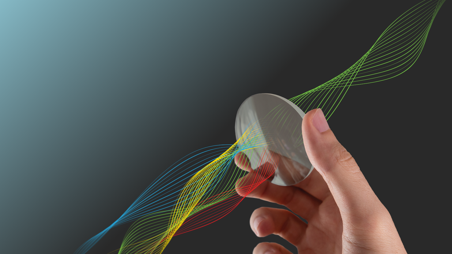 Avulux migraine and light sensitivity lens technology filtering out red, blue, and amber wavelengths while letting in soothing green light.