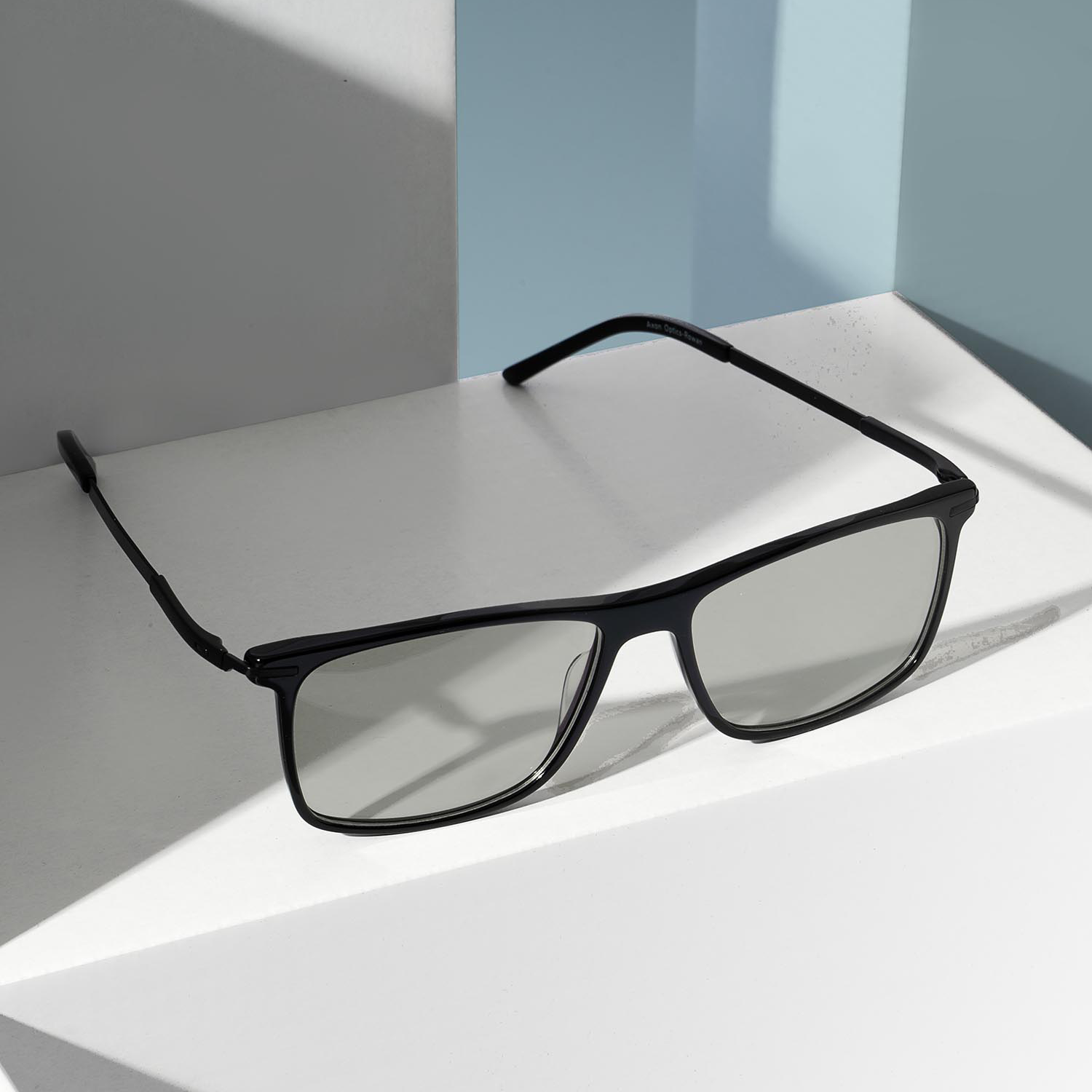 axon optics rowan migraine glasses placed on display