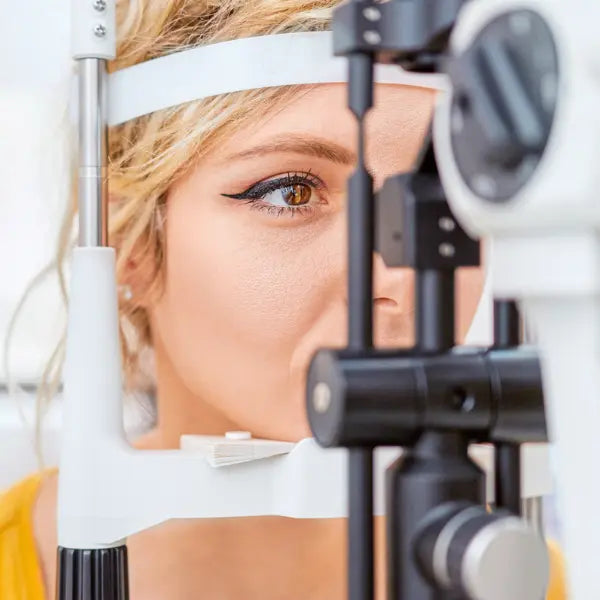 Lady getting an optical examination 