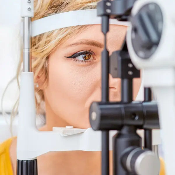 Lady getting an optical examination